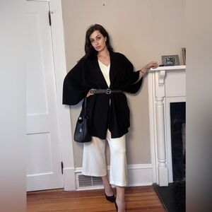 James Peter James Wool Cashmere Cape Poncho Black Minimalist Draped Wrap